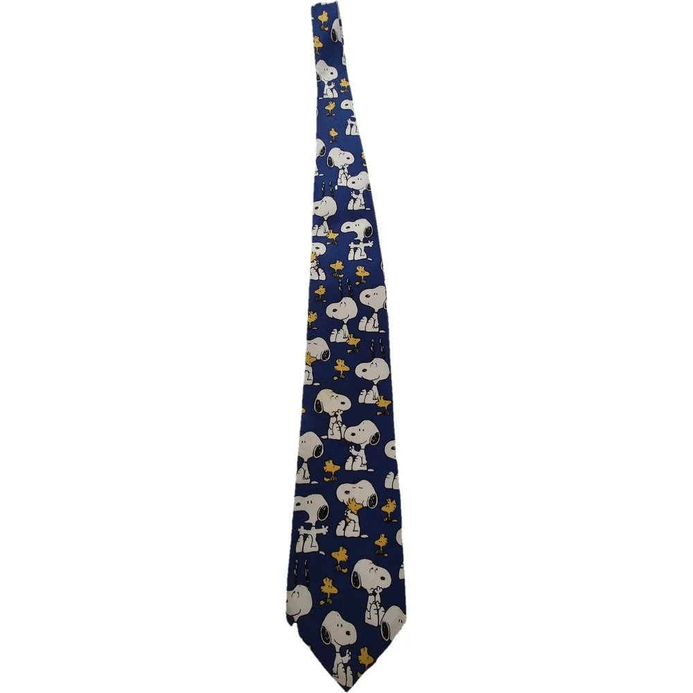 Peanuts Snoopy Woodstock Tie Men One Size Blue Polyester Vintage Novelty Necktie